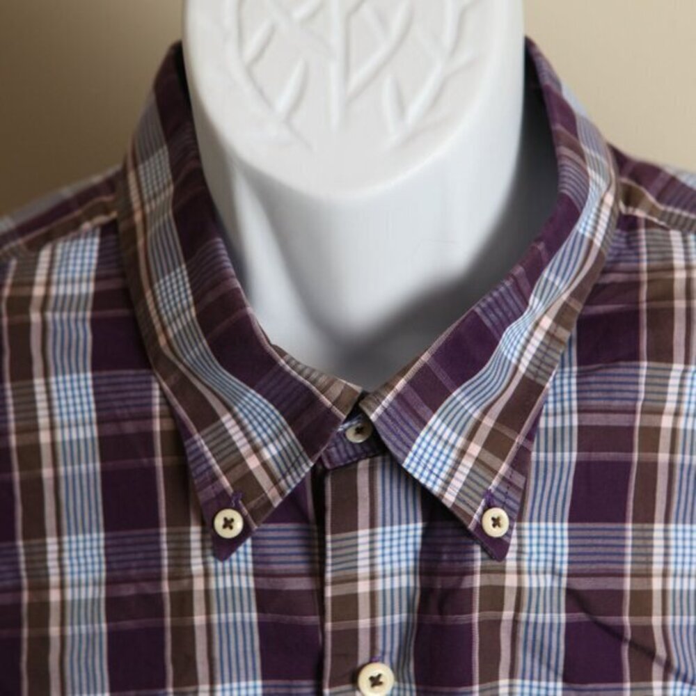 👔 Peter Millar Men’s XXL Purple Blue Brown Long Sleeve Dress Casual Shirt 👔